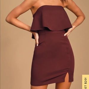 Lulus Burgundy Strapless Bodycon Dress